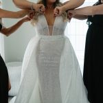 glam overskirt wedding dress
