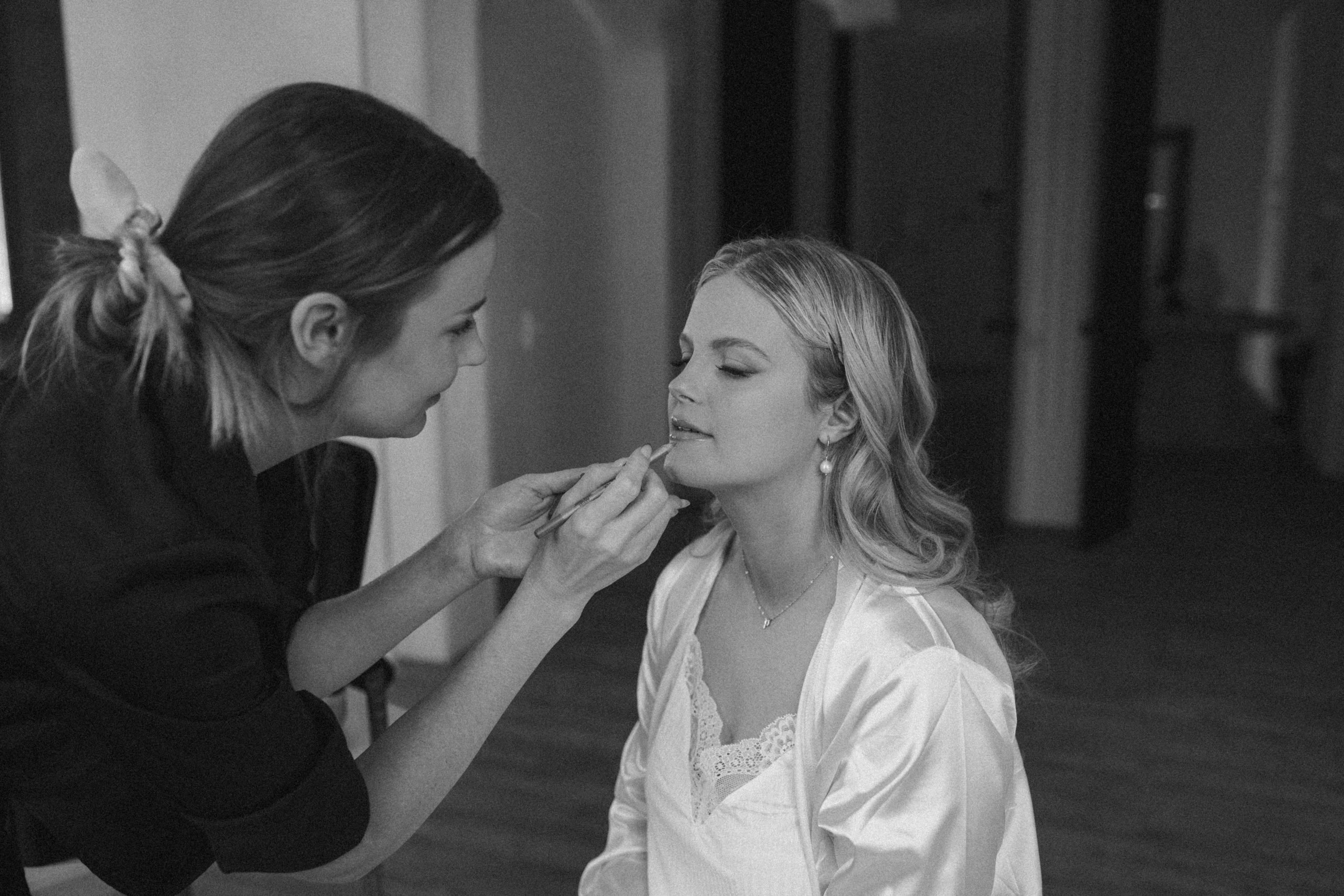 bride getting makeup done at Archive Studios in Toronto